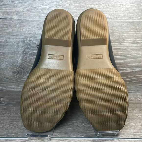 Sperry Top Sider Saltwater Black Quilted Women’s Sz 8 Tan Rubber Rain Duck Boots - Picture 7 of 11